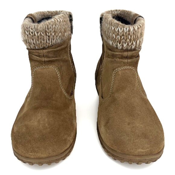 Khombu Suede Ankle Boots Womens SZ 9 Chestnut Zip Faux Fur Outdoors Gorpcore - Picture 5 of 13